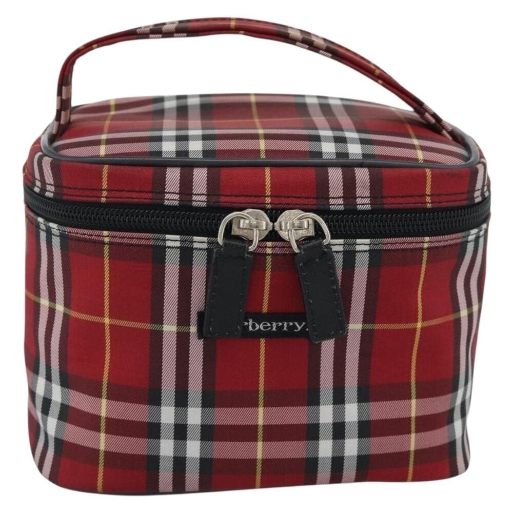 Burberry Nova Check Canvas Vanity Handbag Red